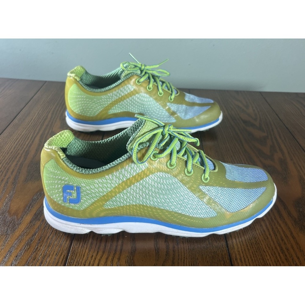 Footjoy Empower Athletic Spikeless Golf Shoe Womens Size 7.5 98001 Blue Yellow